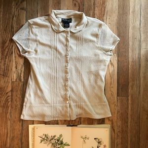Vintage Cream Classic Peter pan collar Blouse